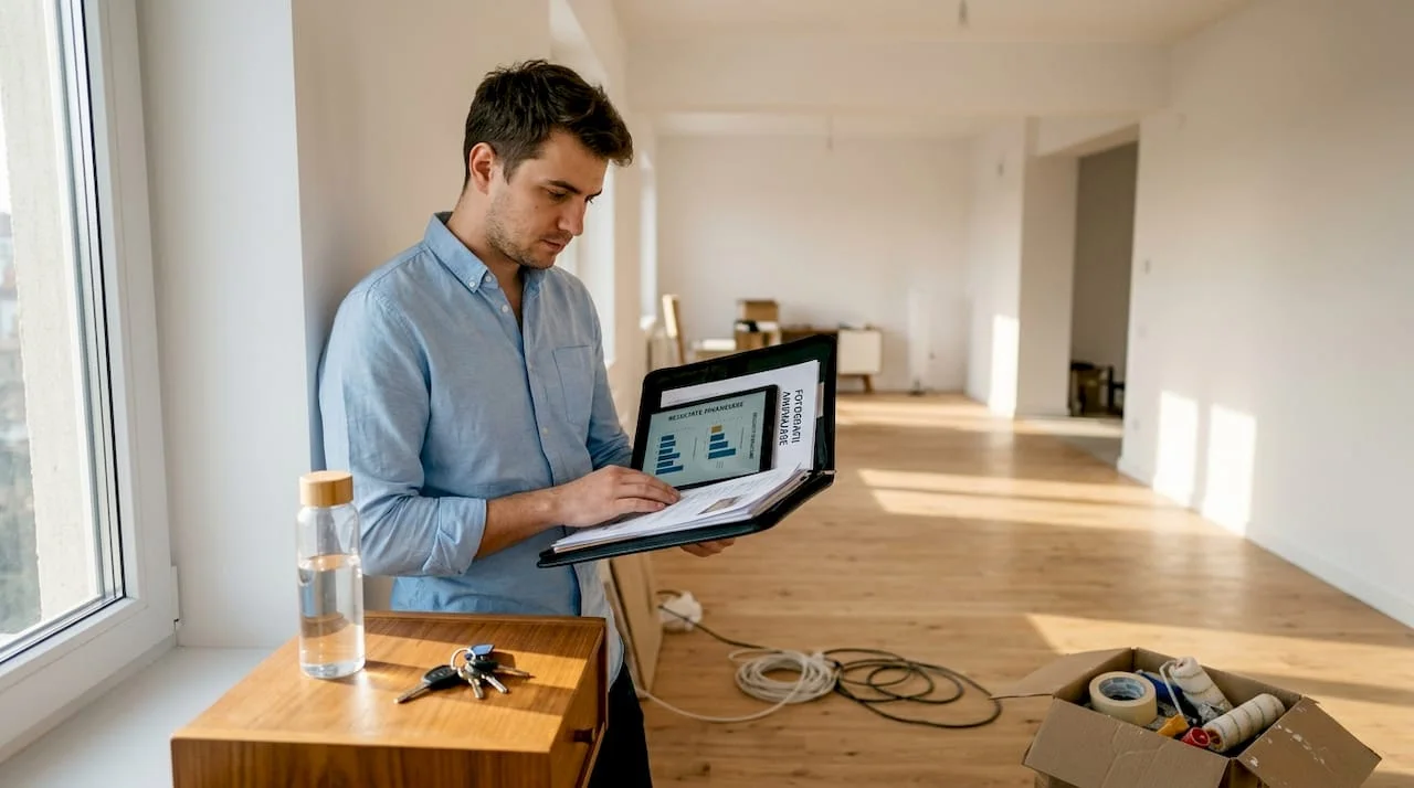 Investitor analizand spatiu imobiliar renovat