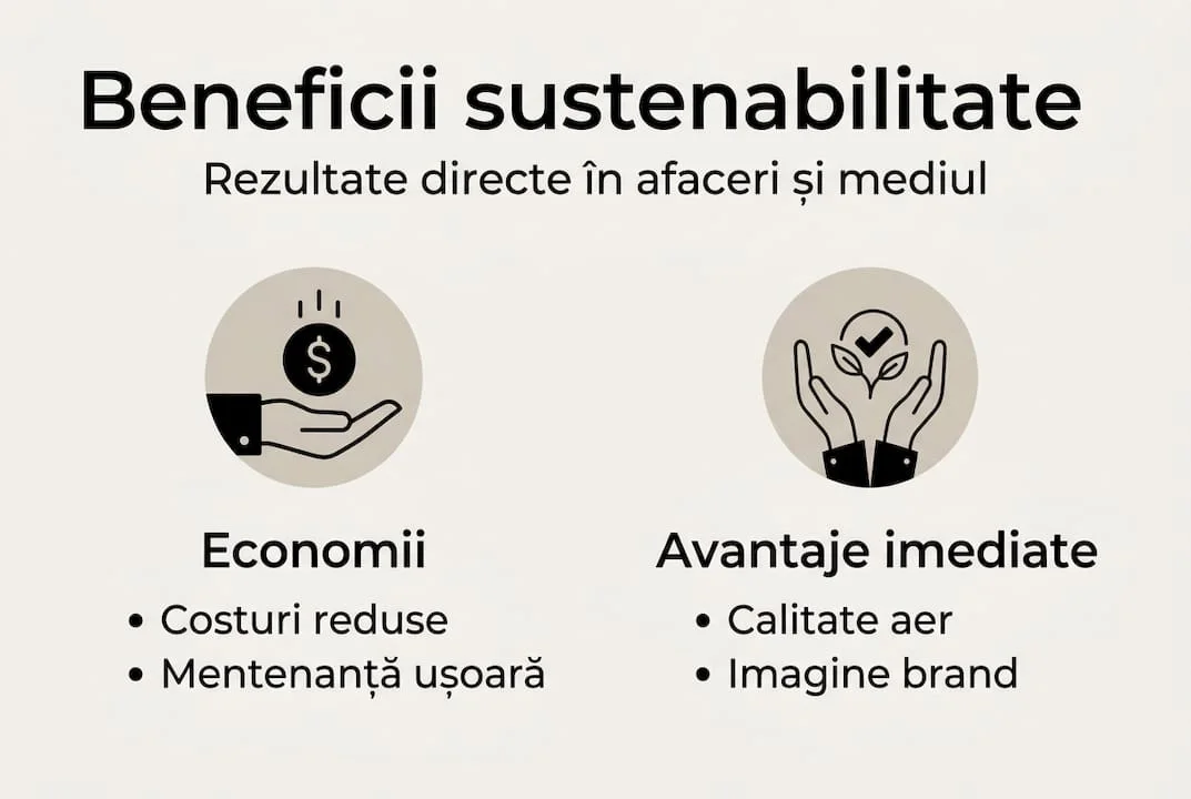 Infografic beneficii design interior sustenabil