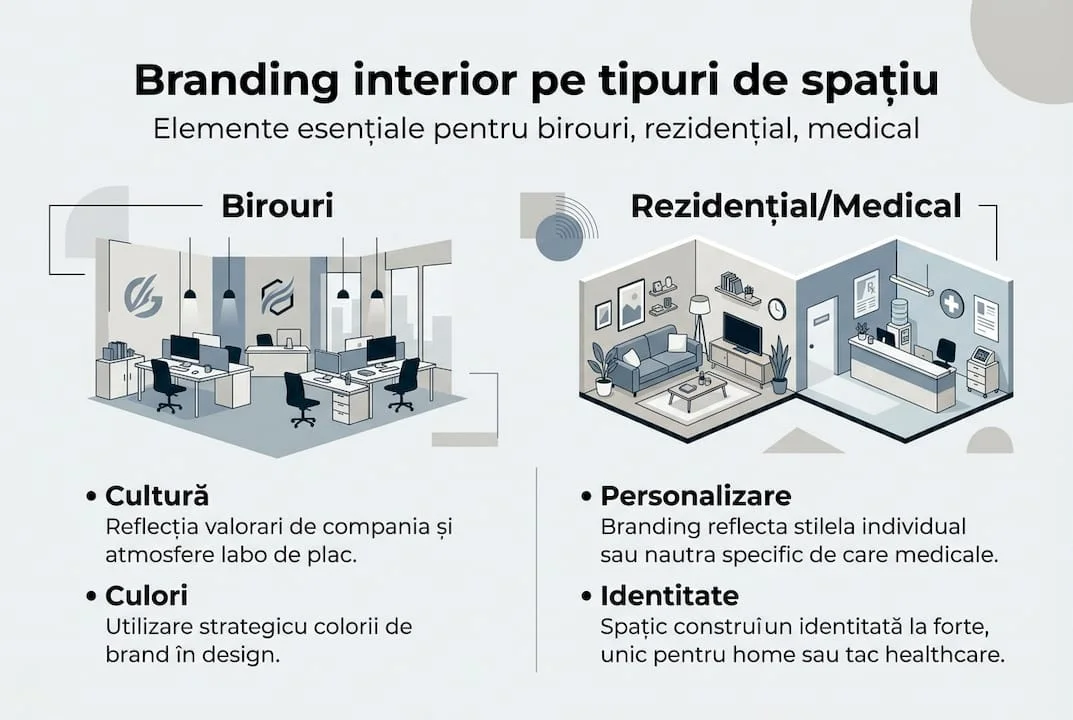 Infografic branding interior pentru spatii diverse