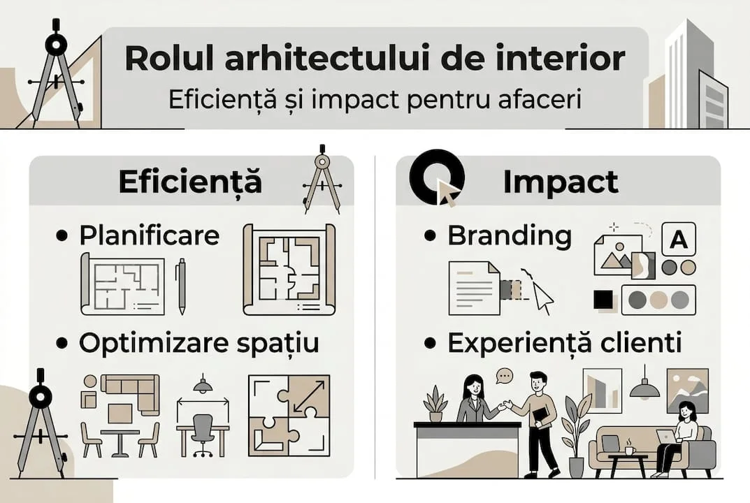 Infografic cu rolul arhitectului si beneficiile cheie