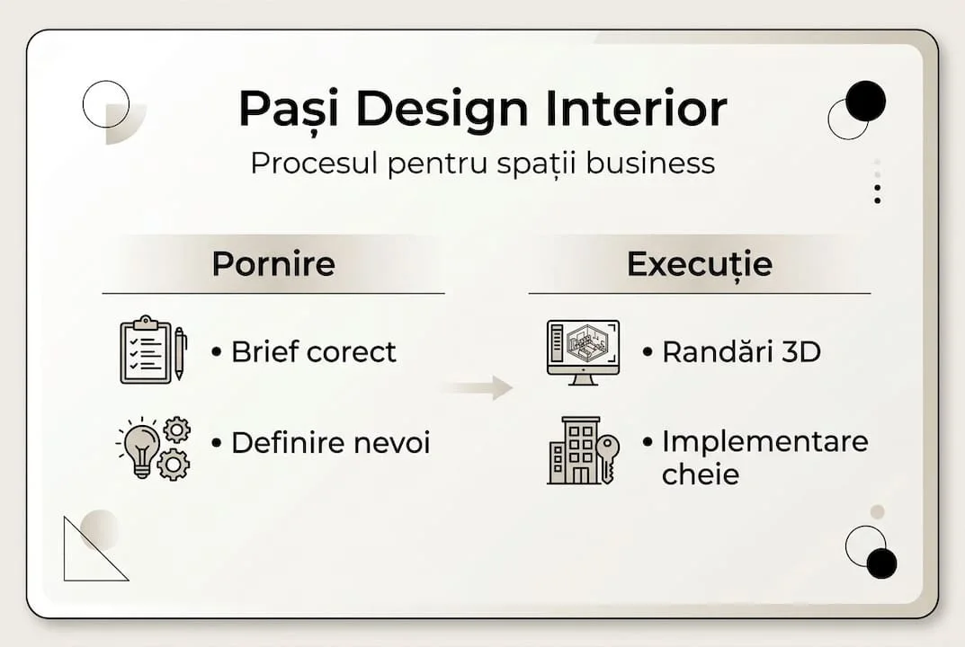 Infografic pasi proces design interior business