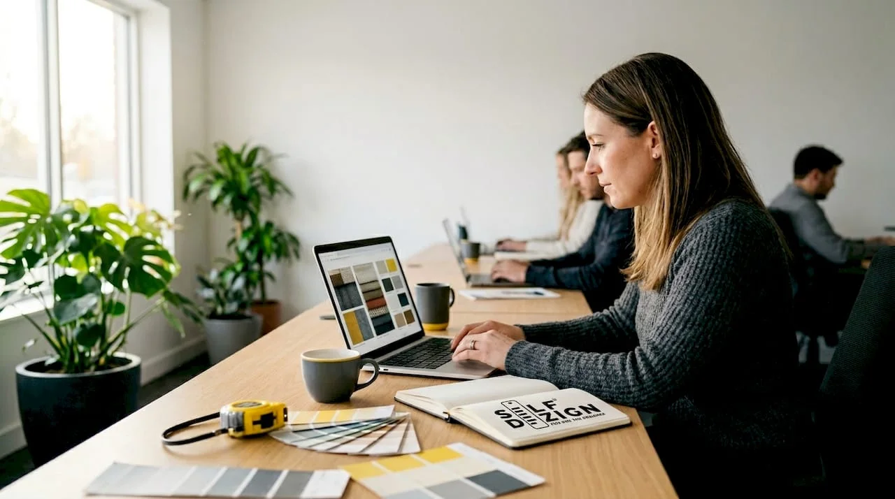 Designer-reviewing-project-palettes-in-creative-office