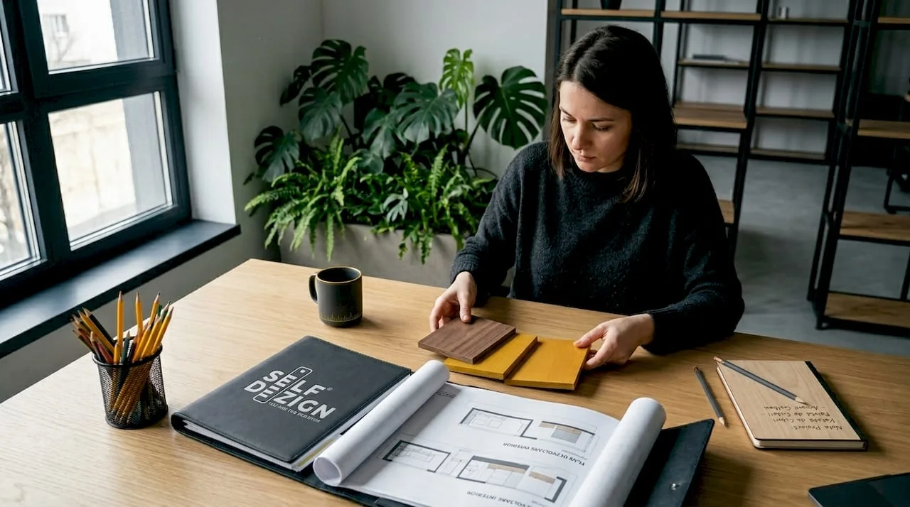 nterior-designer-reviewing-material-samples-at-worktable