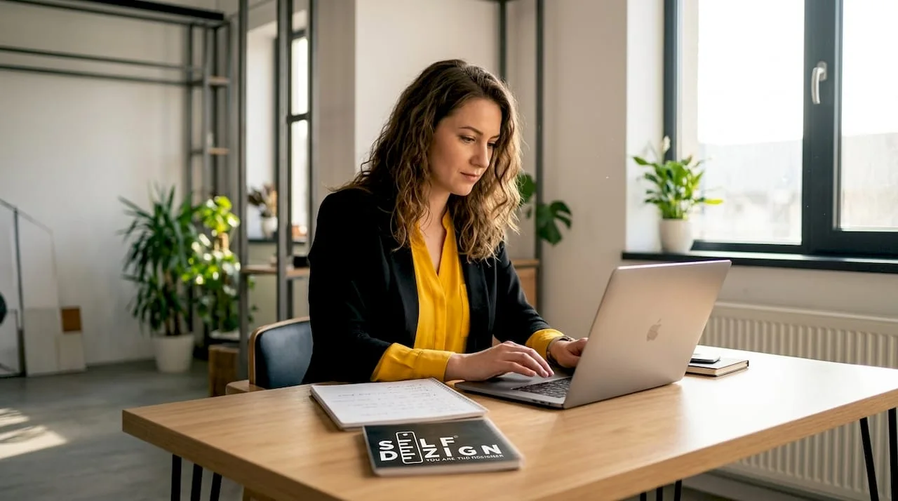Consultant-working-at-corner-office-desk