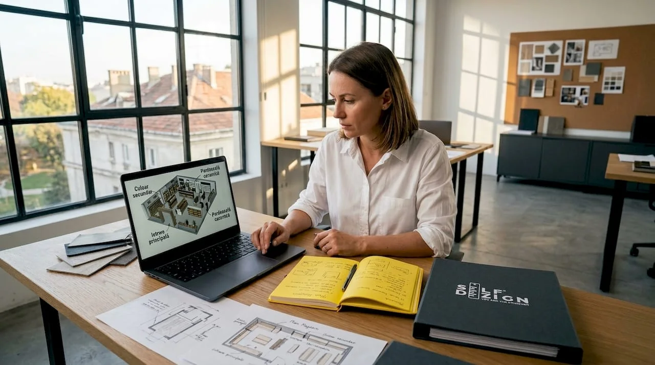 Consultant analizand plan spatiu comercial
