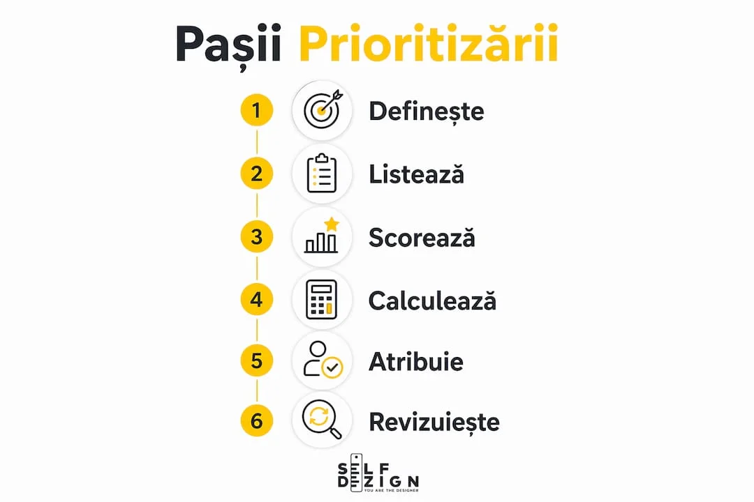 Infographic showing steps of design prioritization method