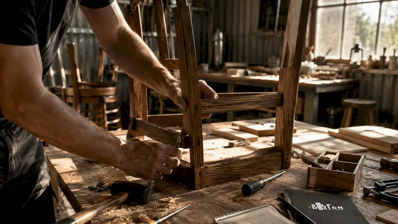 Hands assembling durable horeca furniture