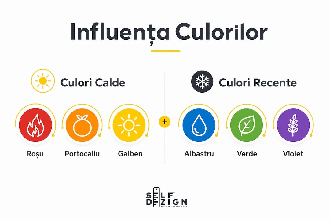 Infografic comparativ culori calde si reci si efectele lor