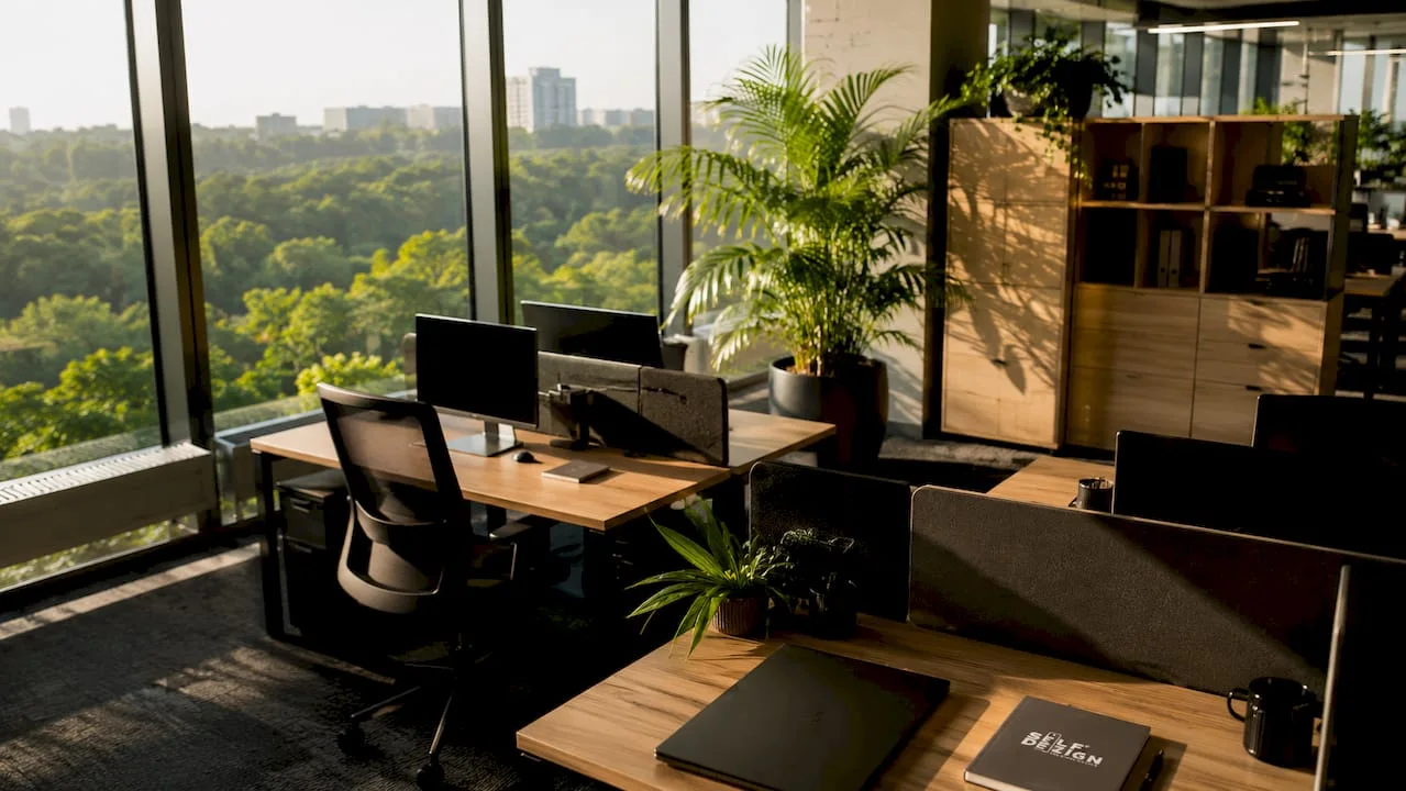 Modern clean open space office interior