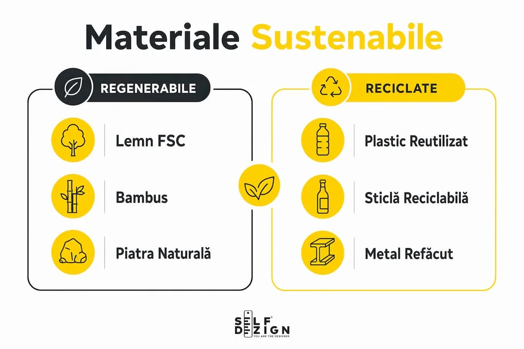 Infografic comparativ materiale regenerabile si reciclate
