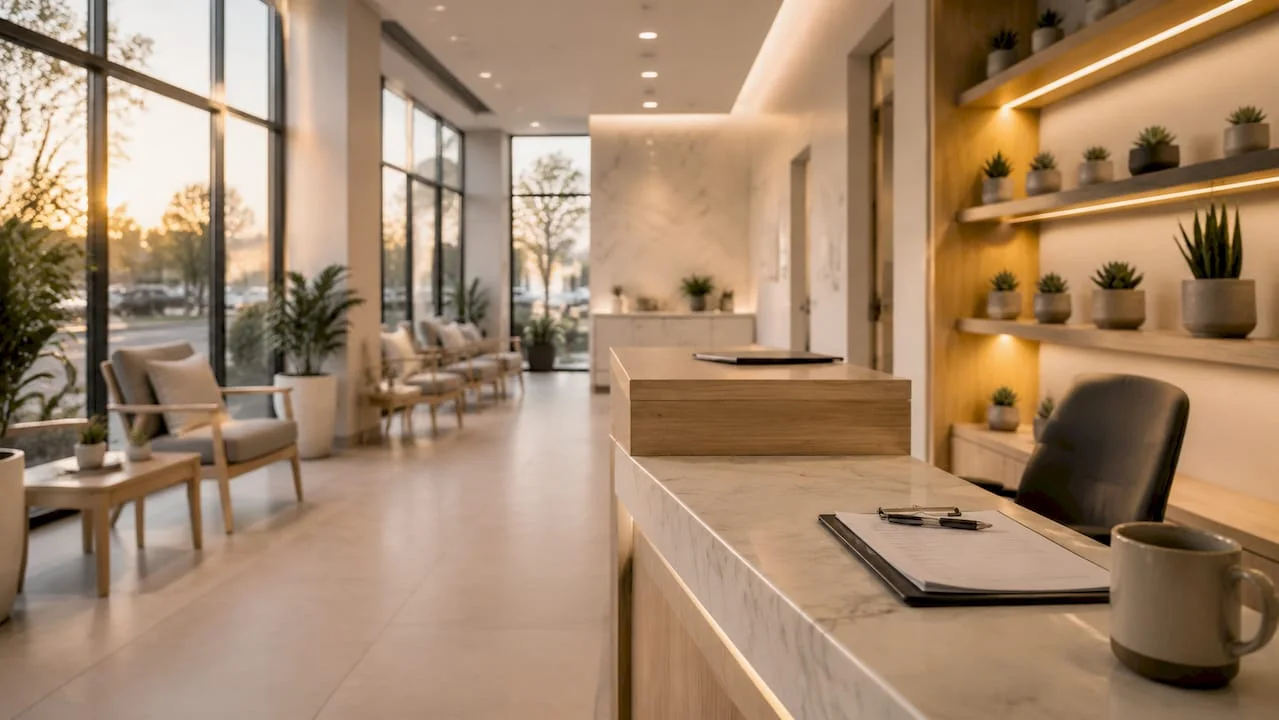 Receptie moderna clinica medicala luminoasa