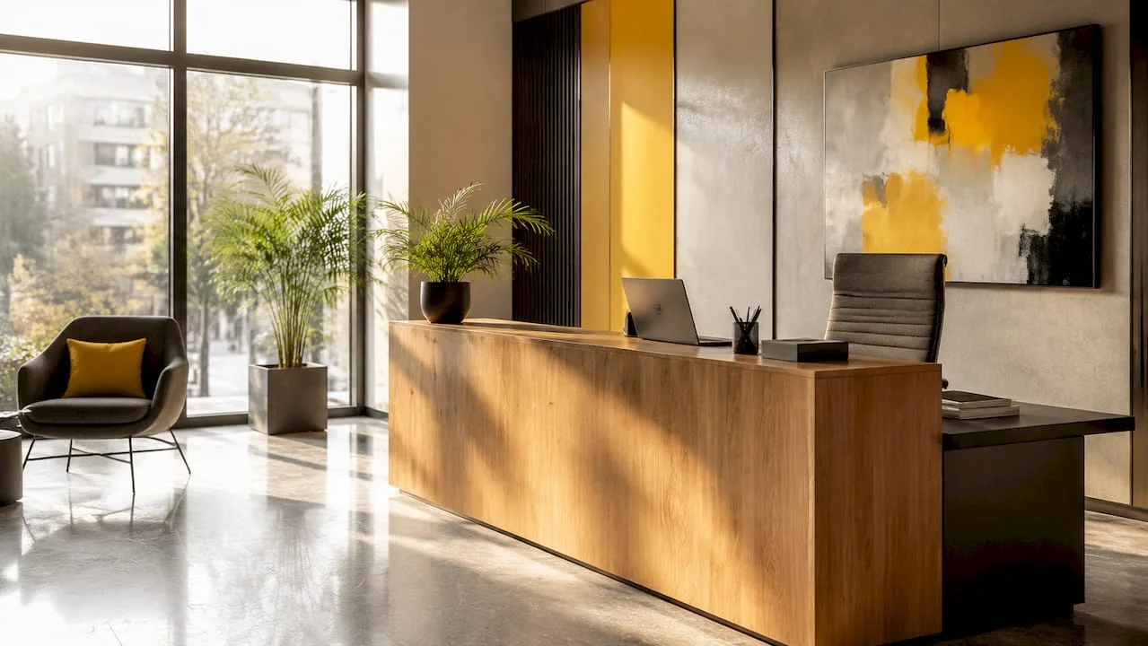 Modern clinic reception with custom design furniture