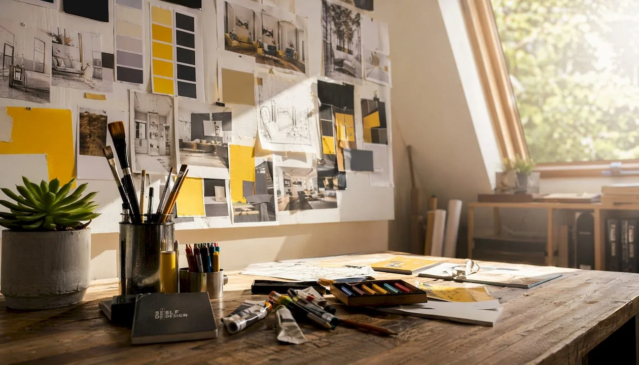 Mood board fizic si materiale pentru design interior