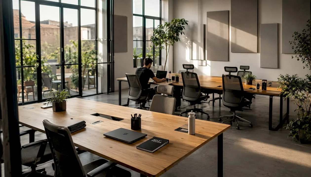 Modern office interior with acoustic panels
