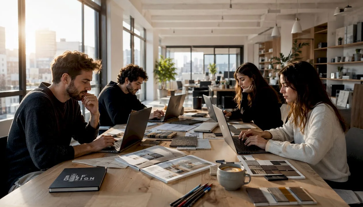 Designeri colaborand la softuri de interior