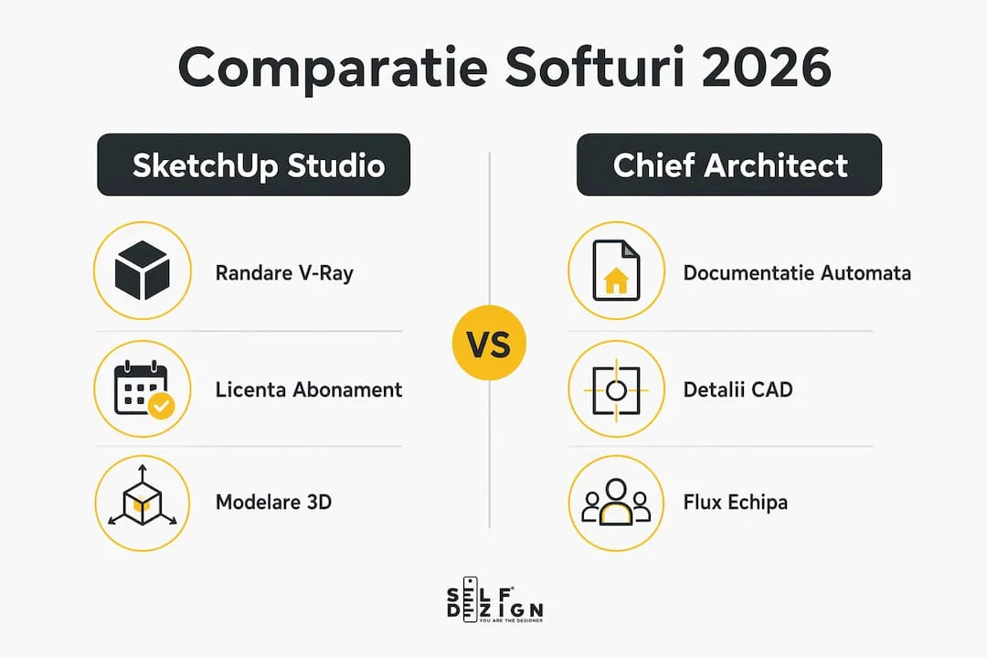Infografic cu comparatie a softurilor de design interior