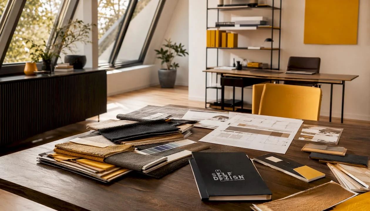 Showroom-displaying-brand-color-coordination-and-mood-boards
