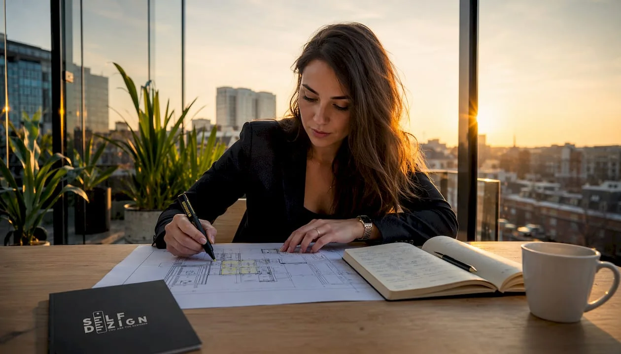 Consultant-reviewing-modern-HoReCa-space-plans