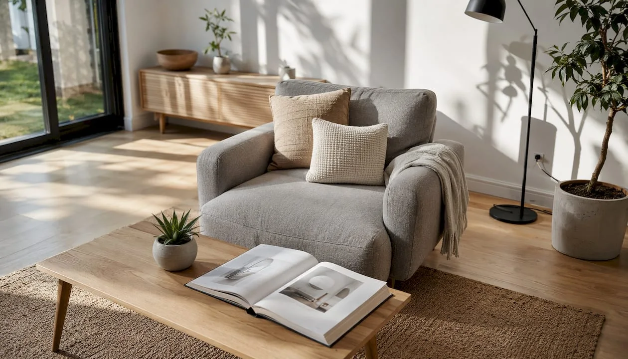 Scandinavian style living room with modern furniture