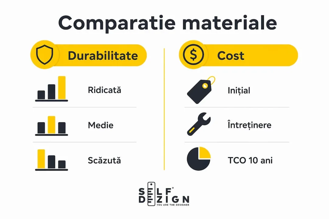 Infografic comparativ materiale pentru pardoseli