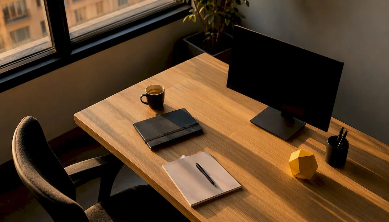 Modern-office-desk-with-blurred-screens