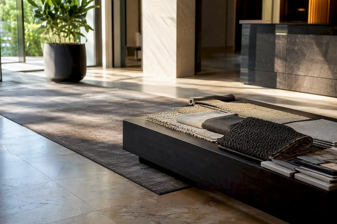 Floor-and-upholstery-samples-in-hotel-lobby-corner