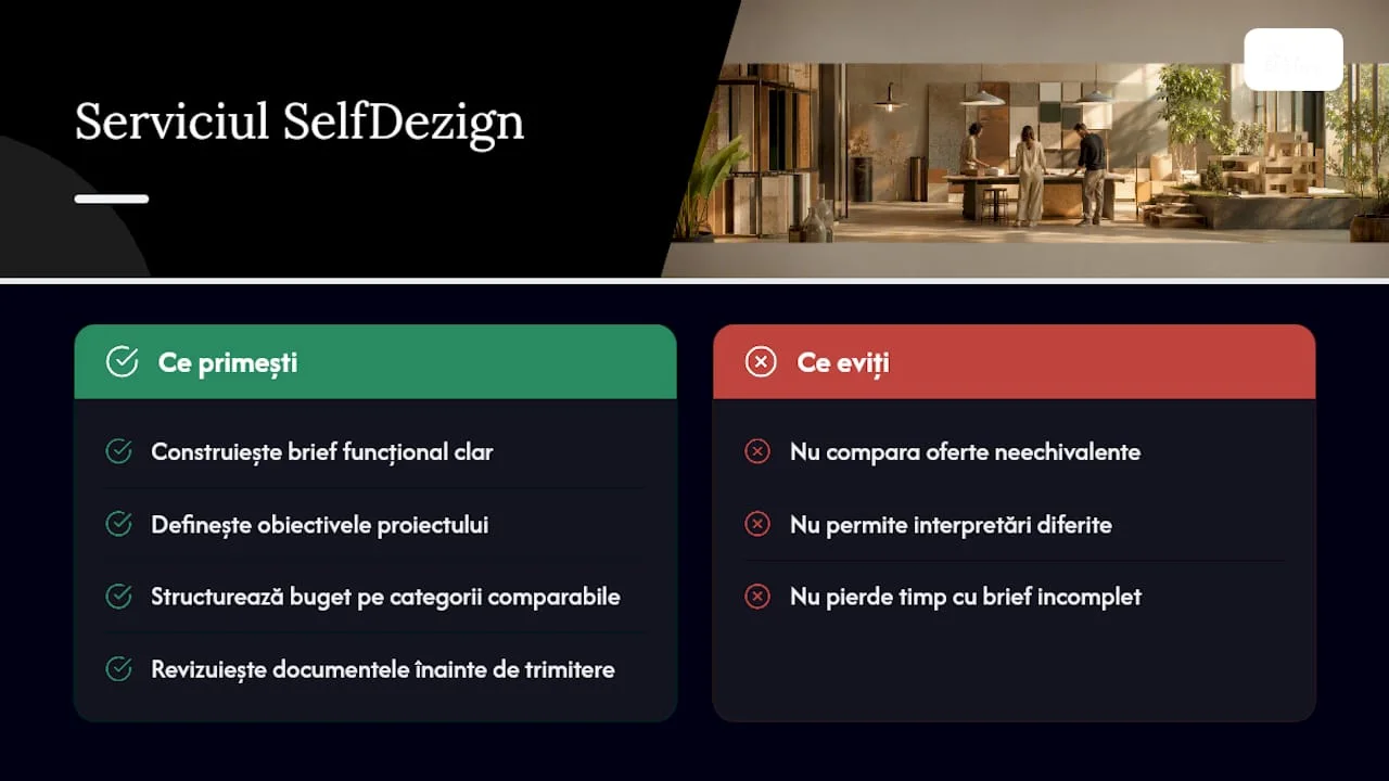 Serviciul SelfDezign pentru cereri de ofertă bine puse — overview diagram