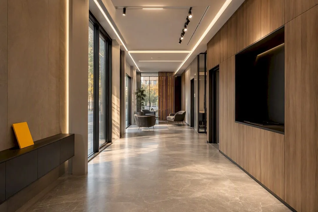 Lobby modern cu detalii tehnice realizabile