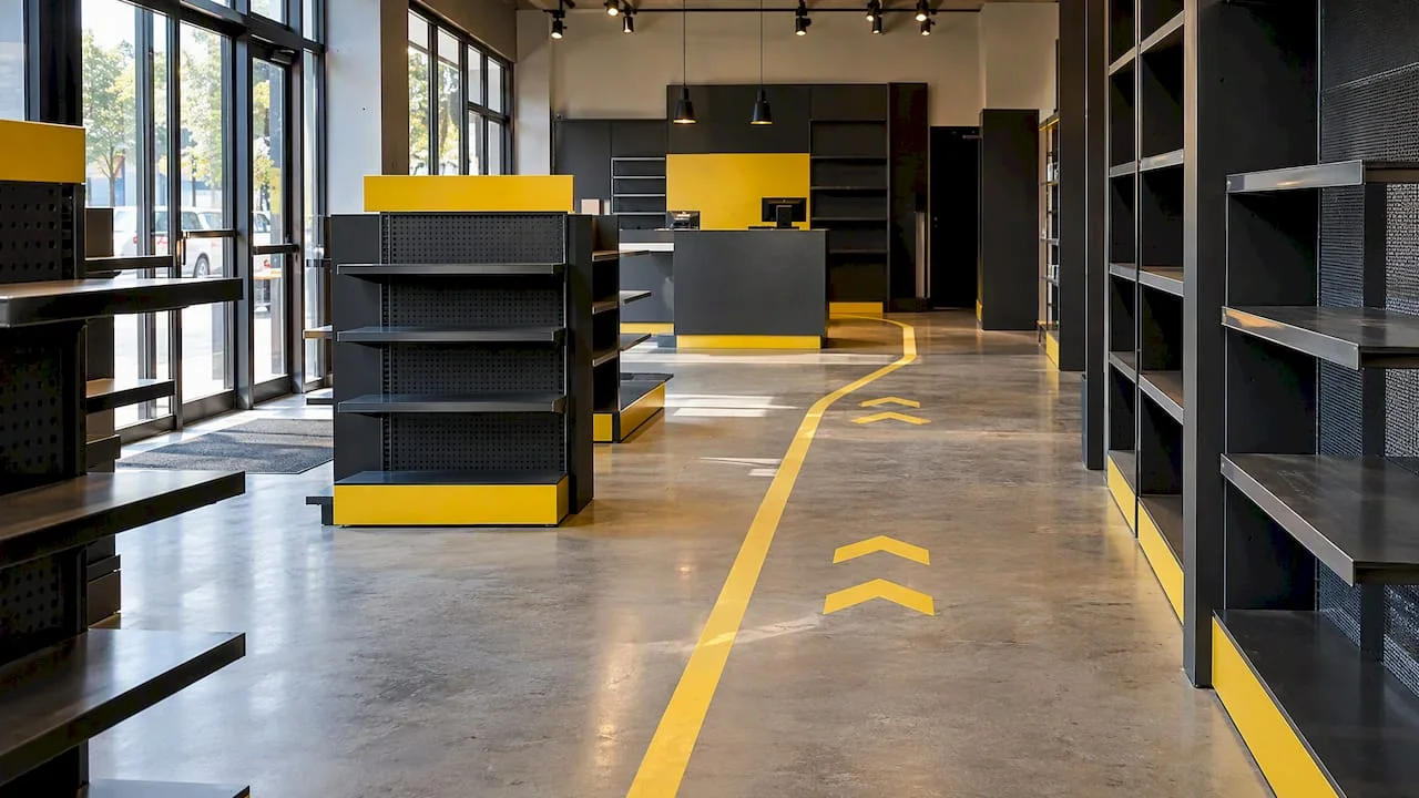 Parcurs bine definit printre module într-un magazin modern