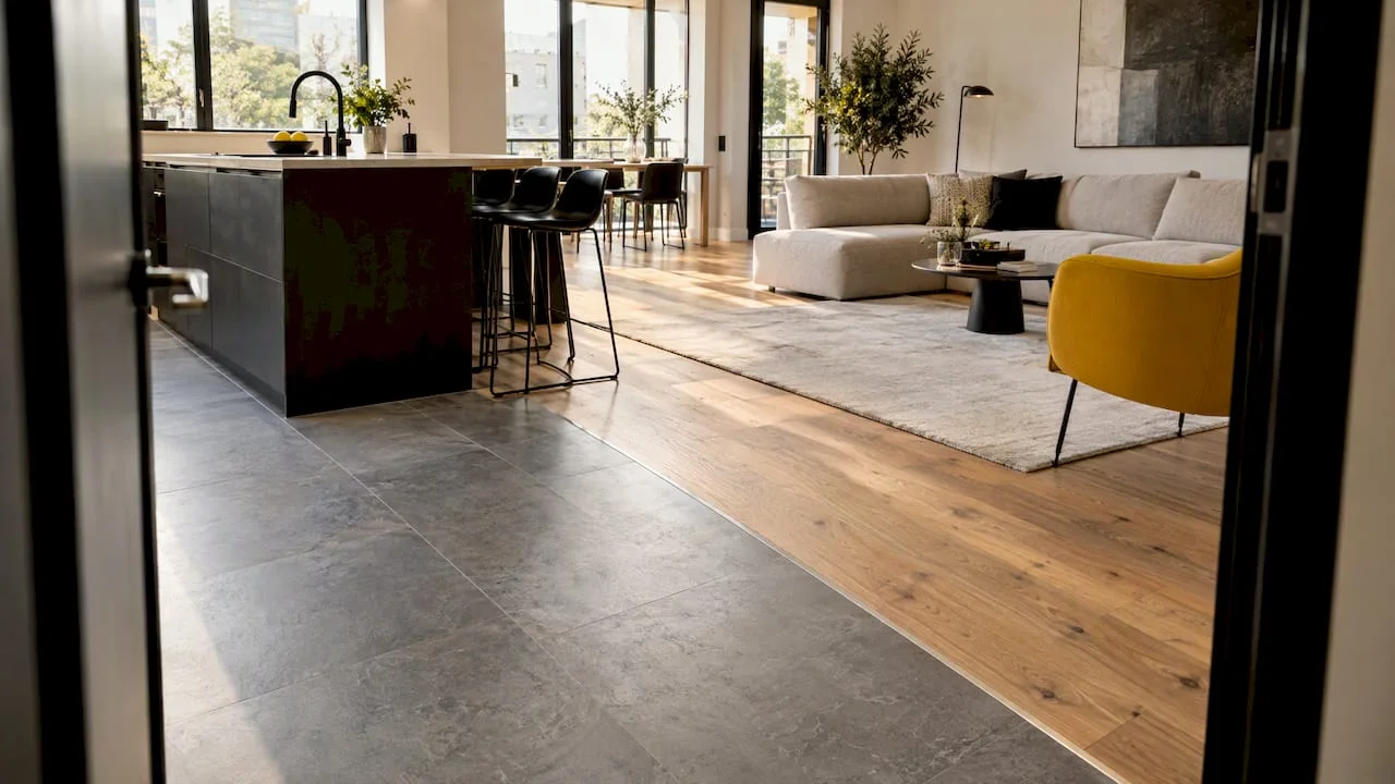 Interior modern cu LVT și parchet din lemn natural
