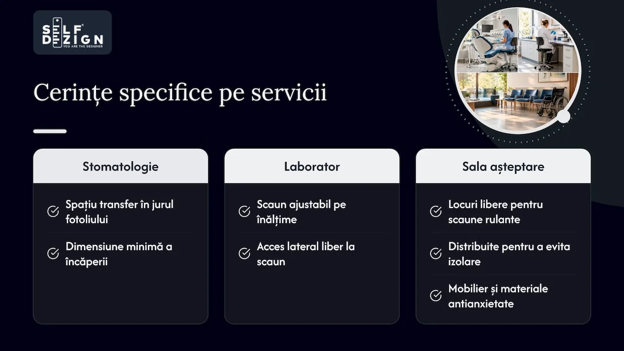 Cerințe de accesibilitate pentru trei tipuri de servicii medicale