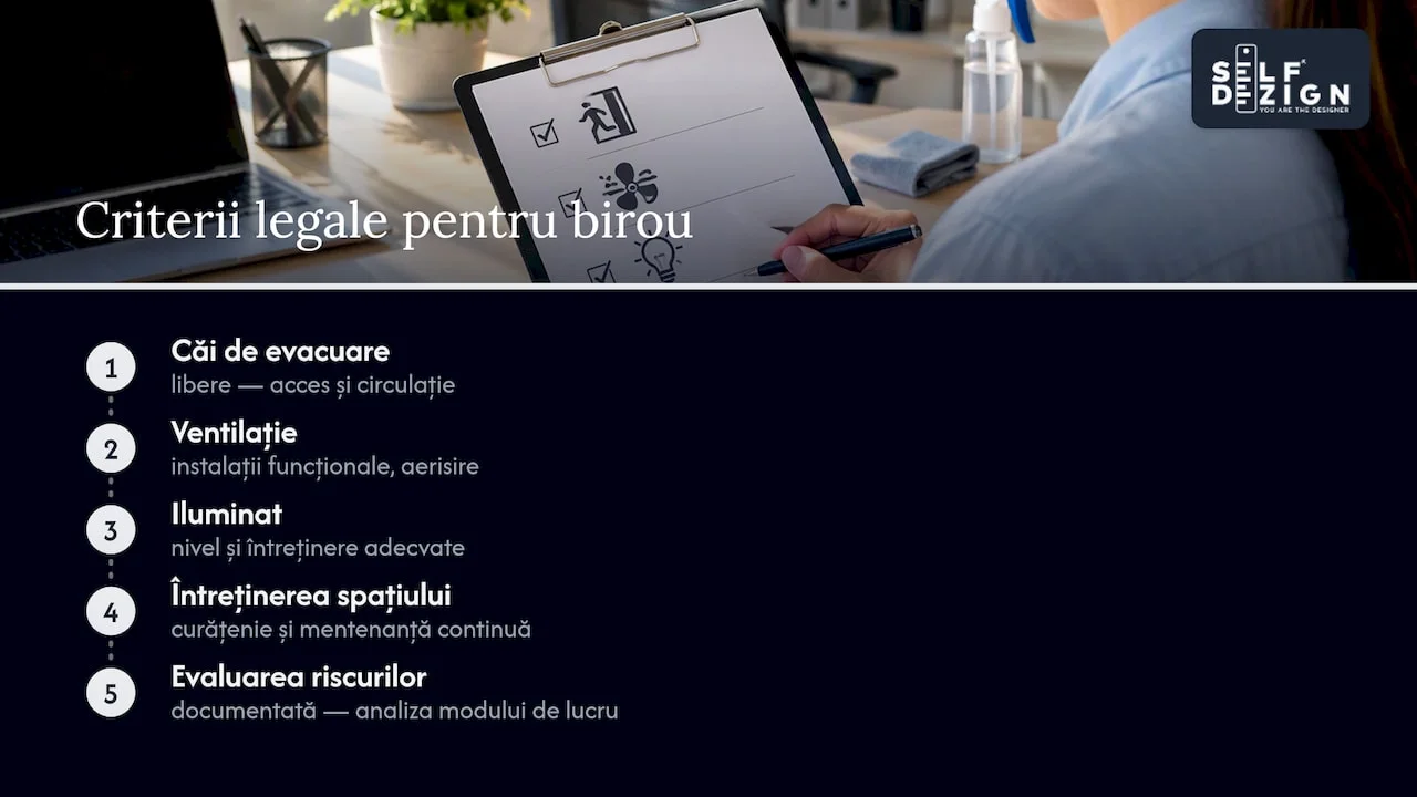 Criterii de conformitate pentru amenajarea spațiului de birou