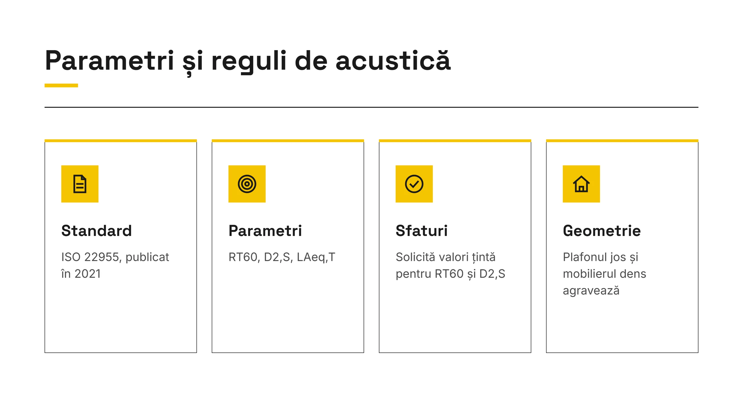 Acustica open space: standardul ISO 22955, parametrii RT60, D2,S, LAeq,T, sfaturi și efectul geometriei
