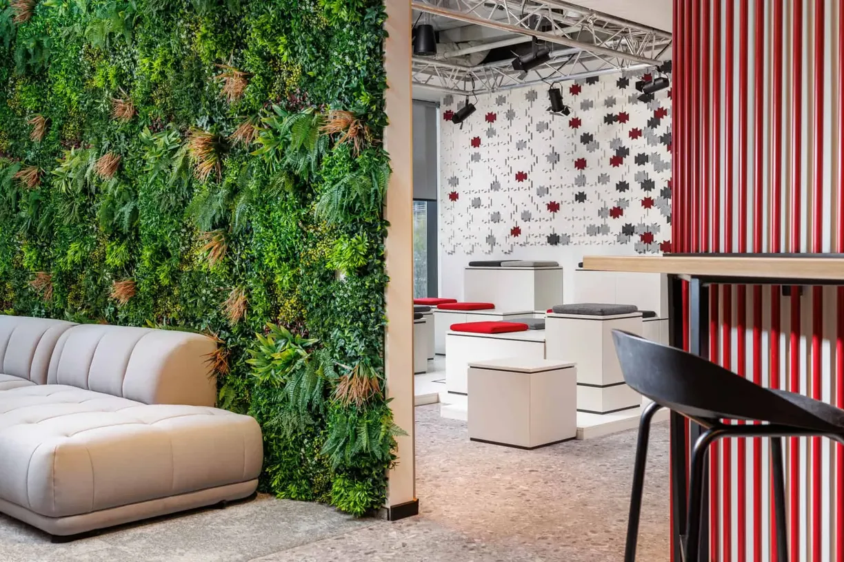 Ezugi - seating area with green wall
