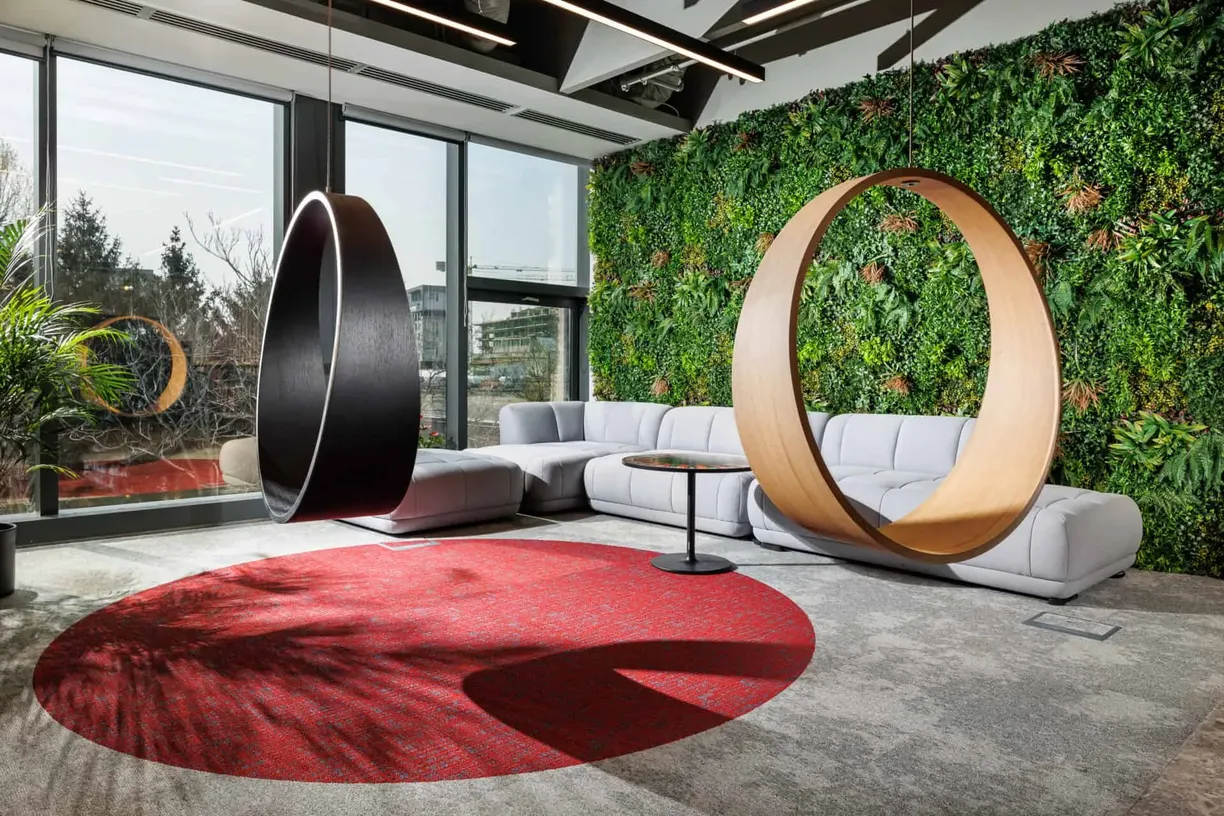 Ezugi - decorative circles and green wall