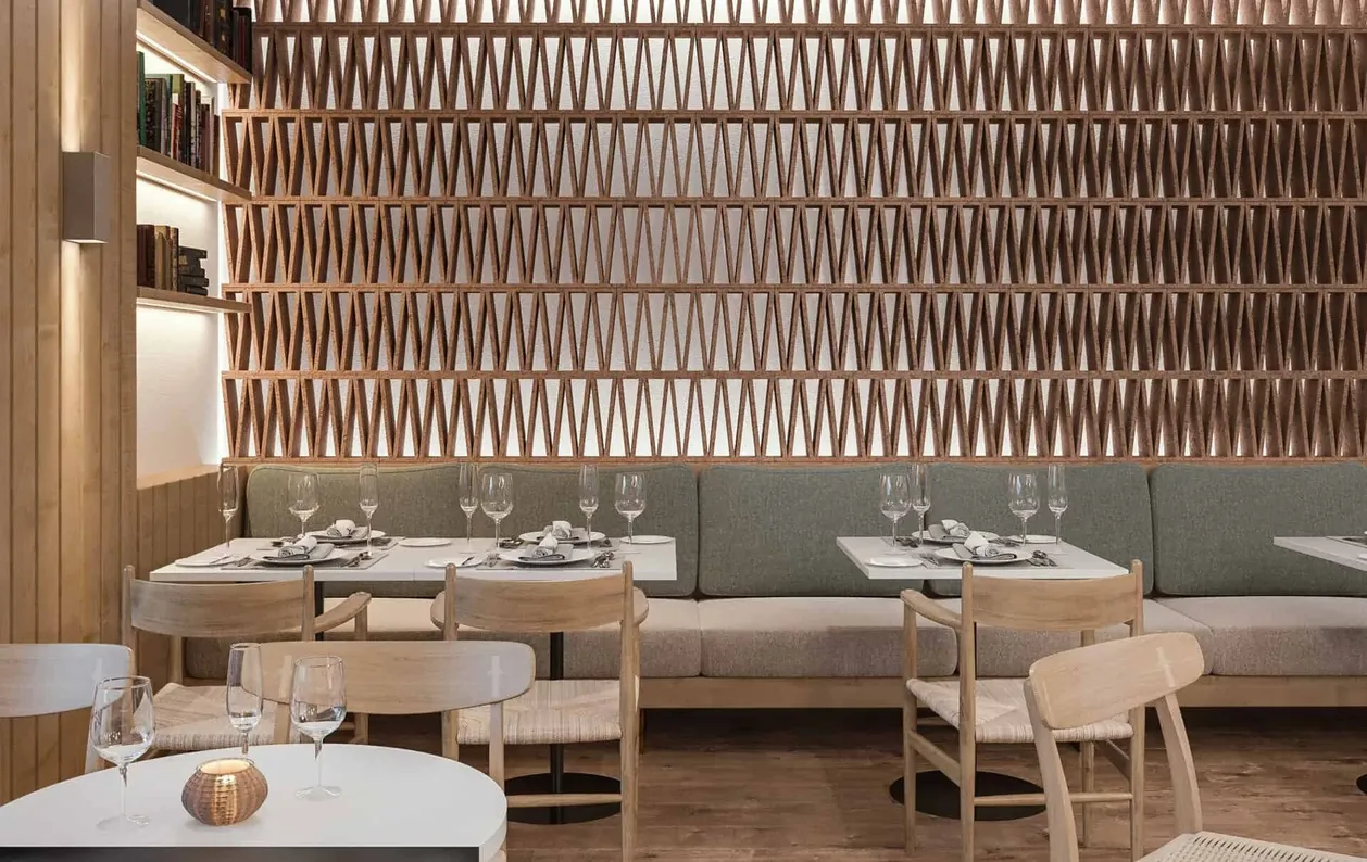 Restaurant Poeme - perete decorativ și canapele