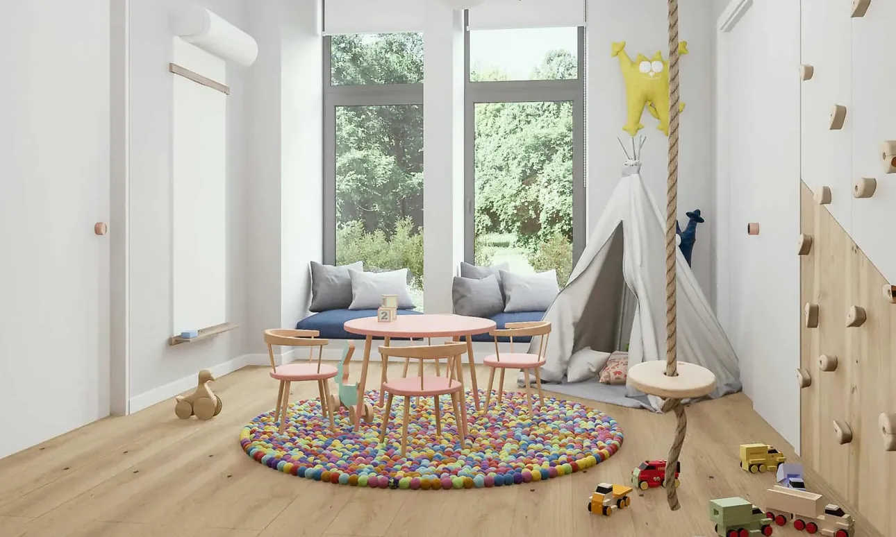 Vila Cluj - playroom with colorful carpet