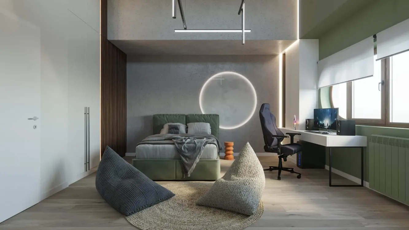 Domenii Villa - bedroom with blue chairs